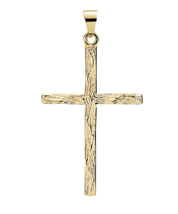 8 karat kors vedhæng med skåret effekter, 15 x 11 mm fra Lund Copenhagen