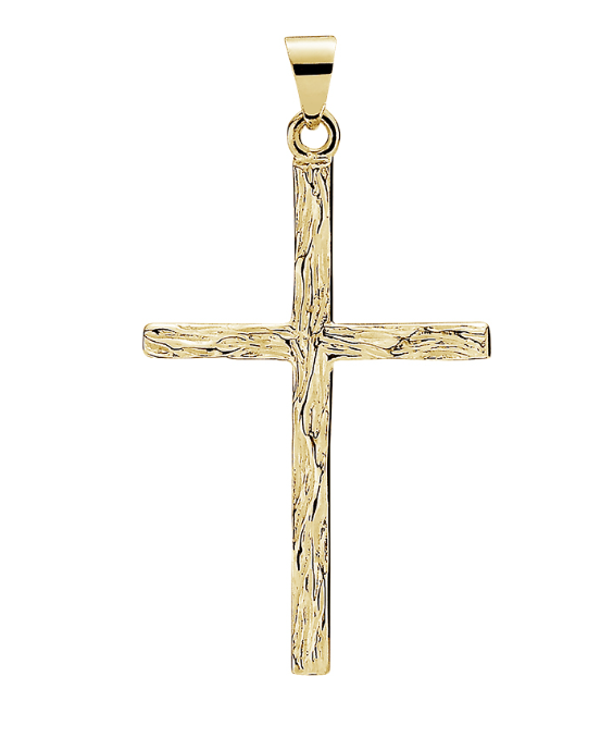 8 karat kors vedhæng med skåret effekter, 15 x 11 mm fra Lund Copenhagen