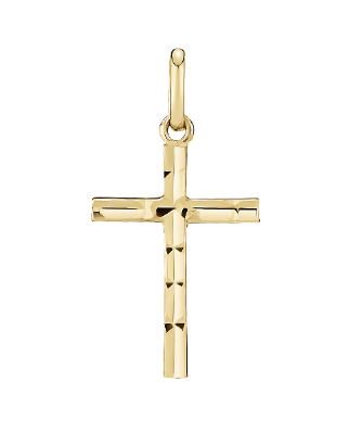 8 karat kors vedhæng med skåret effekter, 15 x 11 mm fra Lund Copenhagen