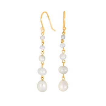 PEARL52 925 forgyldt sterling sølv øreringehvide ferskvandsperlerNordahl