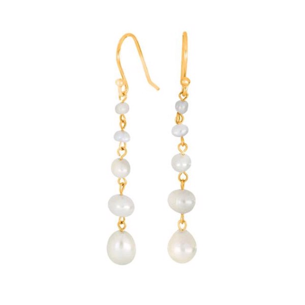 PEARL52 925 forgyldt sterling sølv øreringehvide ferskvandsperlerNordahl
