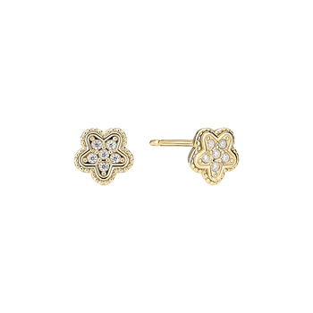Lund Copenhagen blomsterørestik i 9 karat guld med zirkonia