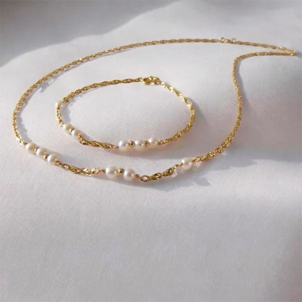 14 kt. dobbelt collier 40/43/45cm, fra San - Links of Joy