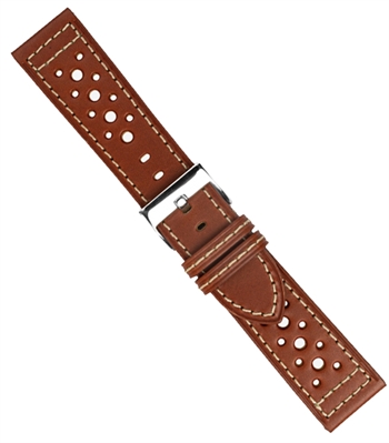 Urrem i cognac skind  med huller føres i 18-24mm fra Romenta