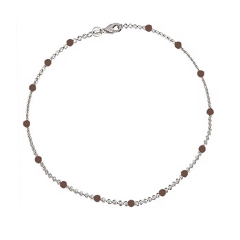 Sølv armbånd med små perler I brun emalje - Hazel