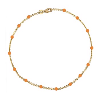 Forgyldt beaded armbånd med orange emalje dråber - Amber