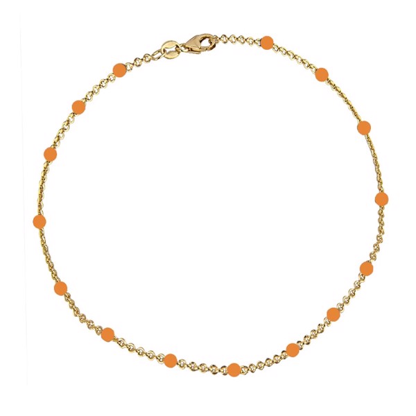 Forgyldt beaded armbånd med orange emalje dråber - Amber