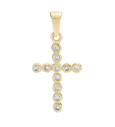 14 kt guld kors med diamanter, 15 x 11 mm fra Lund Copenhagen