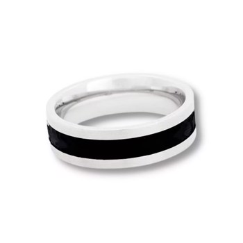 CONNOR, Stål ring med sort detalje i midten, by Billgren - Small, 19 mm
