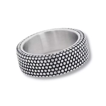 CALVIN - Ring med murstens design i stål, By Billgren - Medium, 20 mm