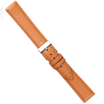Urrem i cognac Saffiano skind føres i 14-20mm fra Romenta
