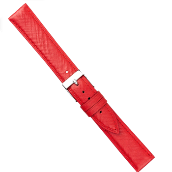 Urrem i rød Saffiano skind føres i 14-20mm, her 22 mm fra Romenta