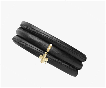 Christina Mor charm på ægte læder armbånd.  Forgyldt sølv