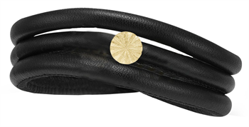 Christina Mor charm på ægte læder armbånd.  Forgyldt sølv