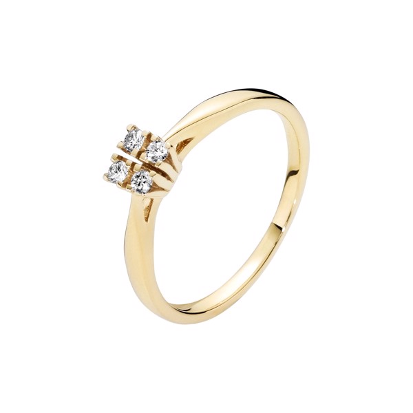 Guld diamantring med 4 diamanter, 0,12 ct fra Lund Copenhagen