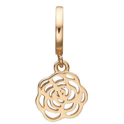 Image of blank forgyldt sølv rose hænge charm til læderarmbånd Rose med blank overflade fra Christina Collect