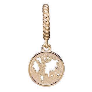 Christina Collect forgyldt sølv mini medaljon med jorden til læderarmbånd, The World med blank overflade, model 610-G72