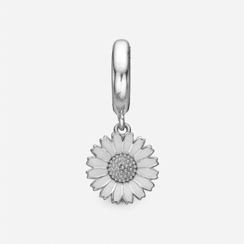 blank sølv charm til sølvarmbånd eller 4 mm slim læderarmbånd, Charming Marguerite fra Christina Jewelry