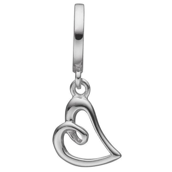 Image of blank sølv tråd hjerte charm til læderarmbånd Sweet Love med blank overflade fra Christina Collect