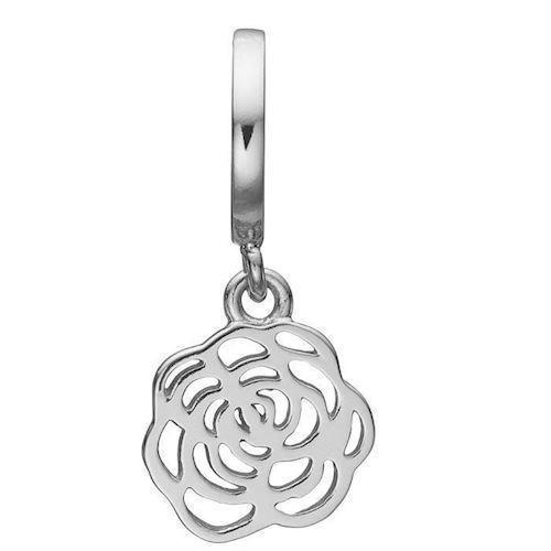 Image of blank sølv rose hænge charm til læderarmbånd Rose med blank overflade fra Christina Collect