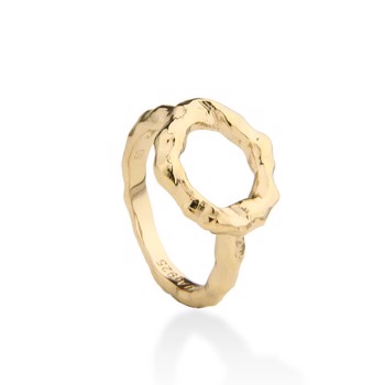 Forgyldt assymetrisk cirkel ring - Circle of Love, fra Jeberg