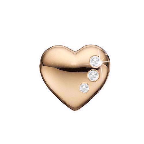 Image of rustik forgyldt sølv hjerte med topas charm til sølvarmbånd Petite Secret Hearts med rustik overflade fra Christina Collect