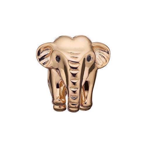 Image of blank forgyldt sølv elefant charm til sølvarmbånd Petite Elephant med blank overflade fra Christina Collect