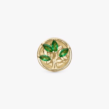 Forgyldt charm til sølvarmbånd eller 4 mm slim læderarmbånd, Tree of Green Life fra Christina Jewelry