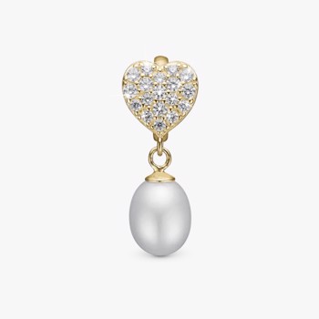 Forgyldt charm til sølvarmbånd eller 4 mm slim læderarmbånd, Sparkling Heart fra Christina Jewelry