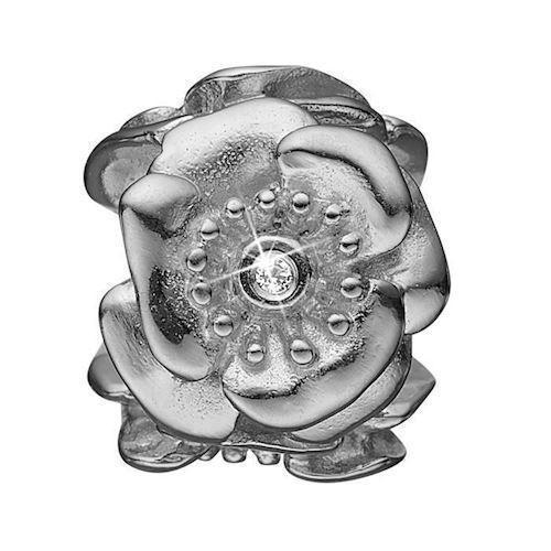 Image of rustik sølv anemone charm til sølvarmbånd Topaz Anemone med rustik overflade fra Christina Collect