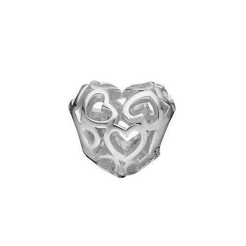 Image of blank sølv hjerte charm til sølvarmbånd Petite Heart Beat Love med blank overflade fra Christina Collect