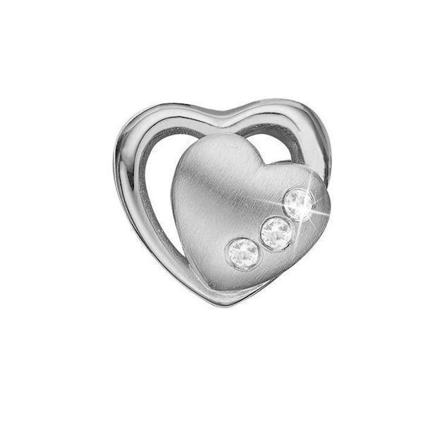 Image of blank sølv dbl hjerte charm til sølvarmbånd Petite 2-hearts med blank overflade fra Christina Collect