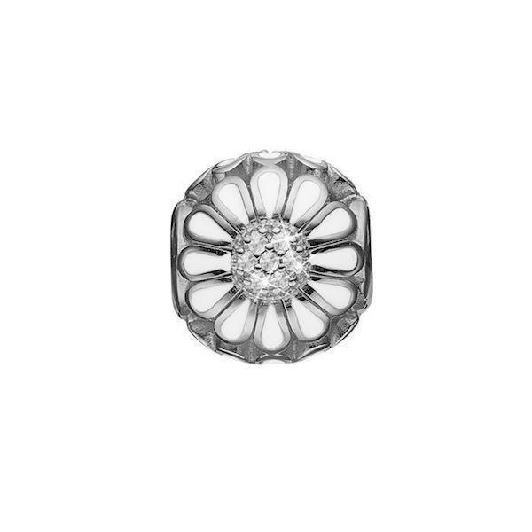 Image of blank sølv marguerit charm til sølvarmbånd Petite Topaz Marguerit med blank overflade fra Christina Collect