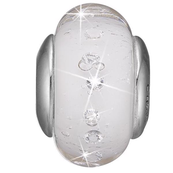 Christina Collect sølv hvid kugle charm med topaz til sølvarmbånd, White Topaz Globe med blank overflade, model 623-S170