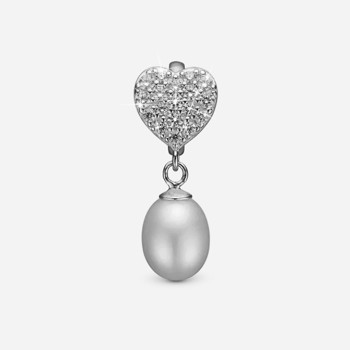 Charm til sølvarmbånd eller 4 mm slim læderarmbånd, Sparkling Heart fra Christina Jewelry
