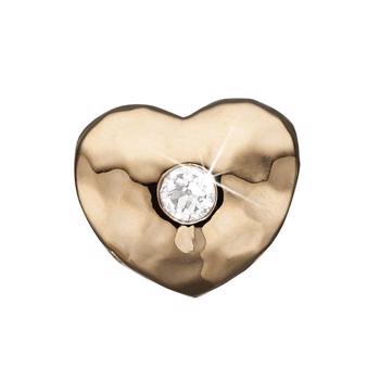 Christina Collect forgyldt sølv hamret hjerte charm til læderarmbånd, Sweet Heart med rustik overflade, model 630-G138