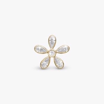 Forgyldt charm til sølvarmbånd eller 4 mm slim læderarmbånd, Magical White Flower fra Christina Jewelry