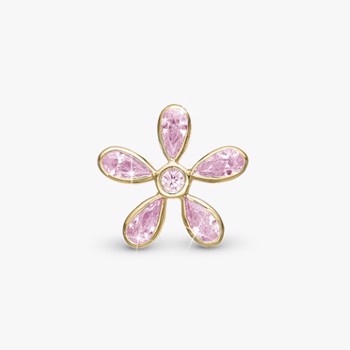 Forgyldt charm til sølvarmbånd eller 4 mm slim læderarmbånd, Magical Pink Flower fra Christina Jewelry