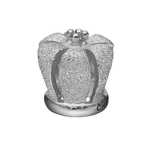 Christina Collect sølv glimmer krone charm til læderarmbånd, The World med rustik overflade, model 630-S131