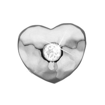 Christina Collect sølv hamret hjerte charm til læderarmbånd, Sweet Heart med rustik overflade, model 630-S138