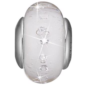 Christina Collect sølv hvid glas med Topaz charm til læderarmbånd, White Topaz med blank overflade, model 630-S157