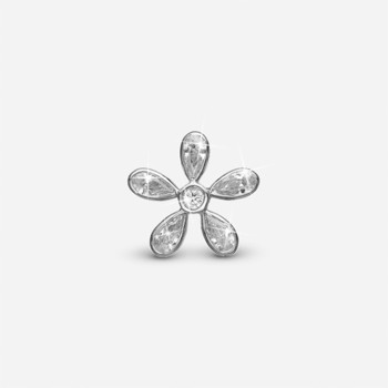 Sølv Charm til sølvarmbånd eller 4 mm slim læderarmbånd, Magical White Flower fra Christina Jewelry