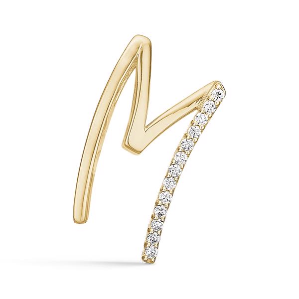 16 mm mat forgyldte sølv bogstaver Design Letters by Arne Jacobsen uden eller med 45-60 cm kæde