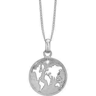 925 sterling sølv Christina sølv halskæder Moder Jord Rundt vedhæng med "Verden" og klima venlig diamant, leveres med kæde.  fra Christina Collect