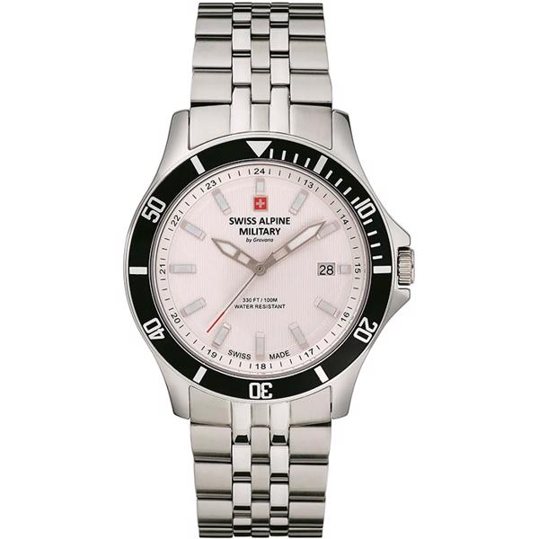 Military stål quartz herre ur fra Swiss Alpine Military, 70221132