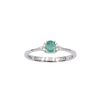 L&G's Ring 14 karat hvidguld med smaragd og brillanter 0,055 ct WSI