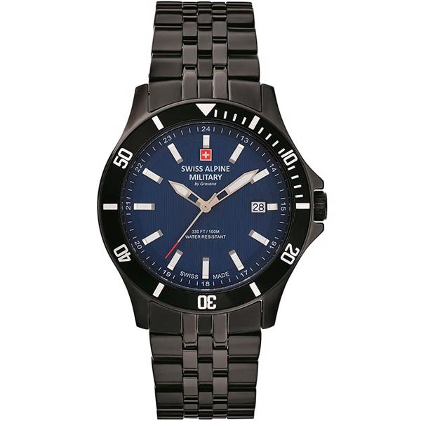 Military PVD coated stål quartz herre ur fra Swiss Alpine Military, 7022.1175