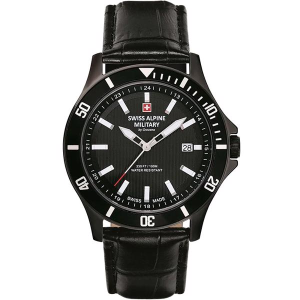 Military PVD coated stål quartz herre ur fra Swiss Alpine Military, 70221577