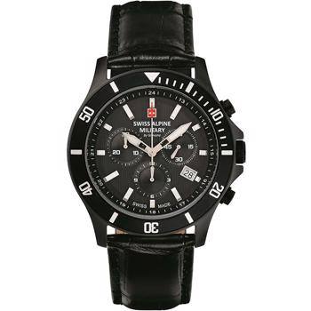 Military Chronograph PVD coated stål quartz herre ur fra Swiss Alpine Military, 70229577