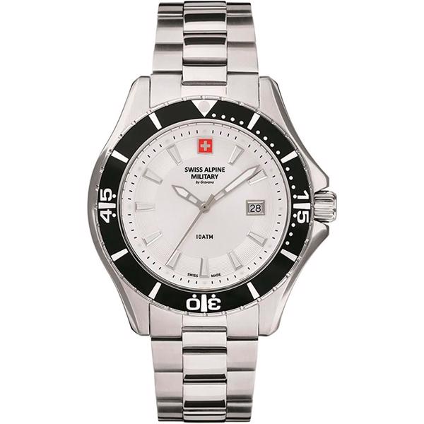 Military stål quartz herre ur fra Swiss Alpine Military, 70401132